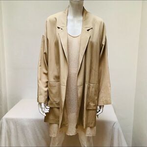 NICOLE FAHARI WOMENS SILK JACKET SIZE 8/10 OVERSIZED VINTAGE CREAM TAN